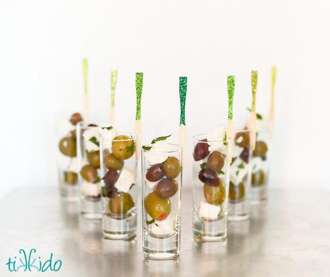 Purple Olives With Shimmering Green Picks