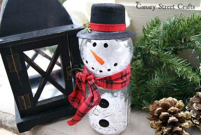 Dollar Store Snowman Snow Globe