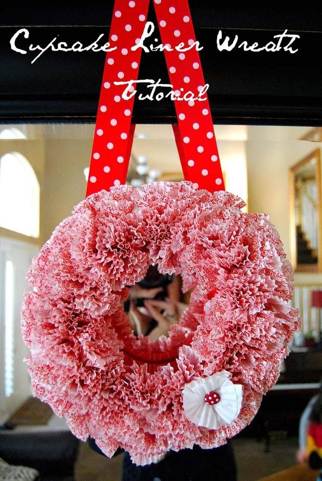 Red And Pink Cupcake Liner Wreath