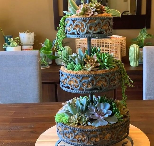 Vertical Succulent Candle Tower