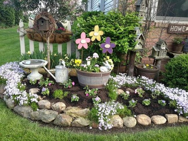 Recycled Garden Art With Wildflowers