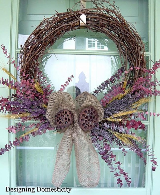 Purple Pink Dried Flower Wreath