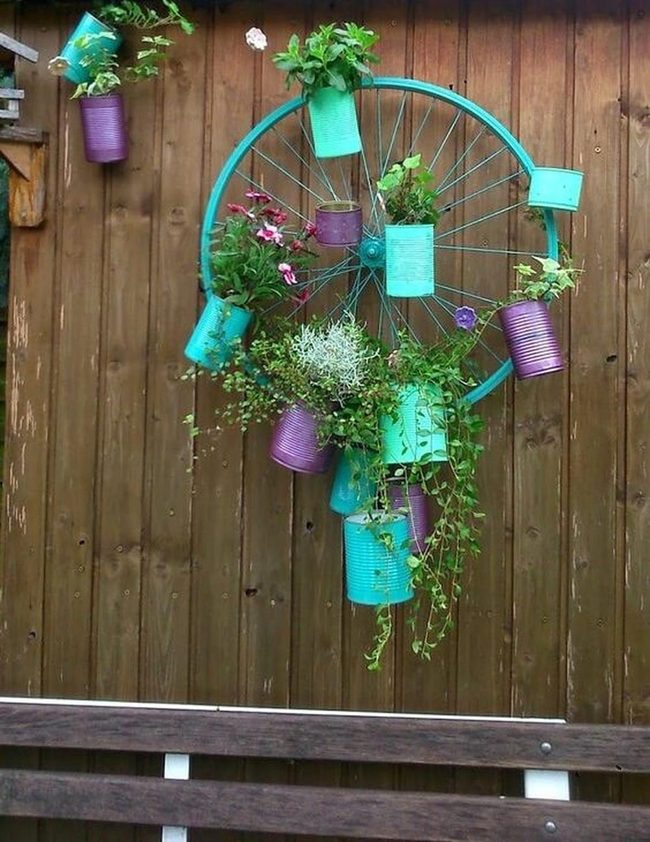 Bicycle Wheel Living Wall Garden