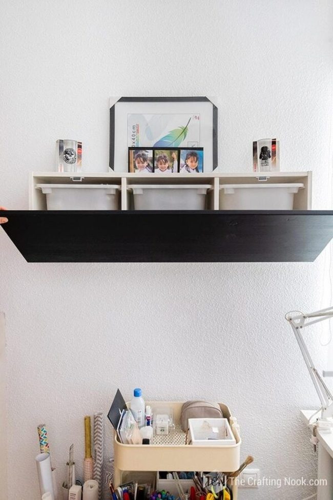 White Door Over Storage Boxes