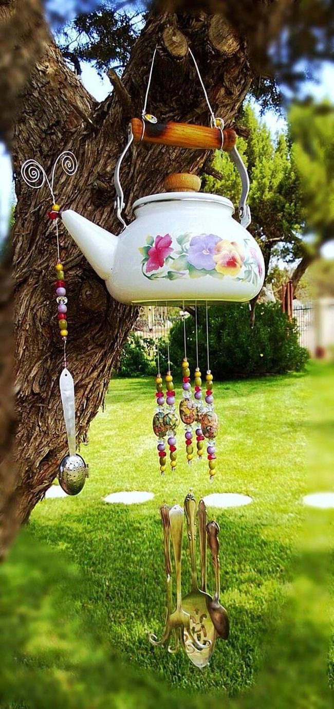 Painted Teapot Garden Chimes