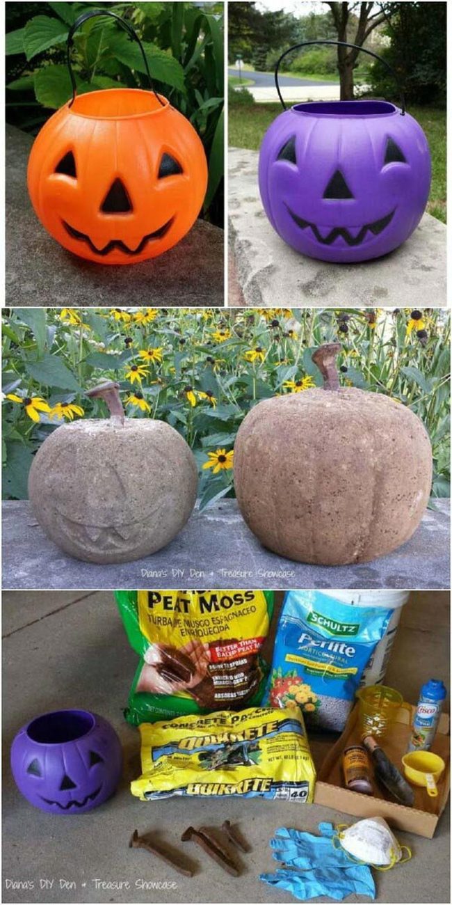 Handmade Concrete Halloween Pumpkins