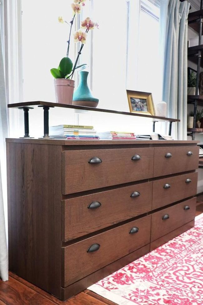 Dark Wood Dresser Pink Orchids
