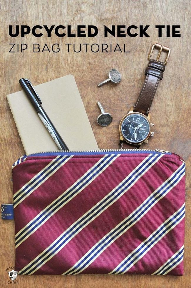 Repurposed Neckties Storage Bags