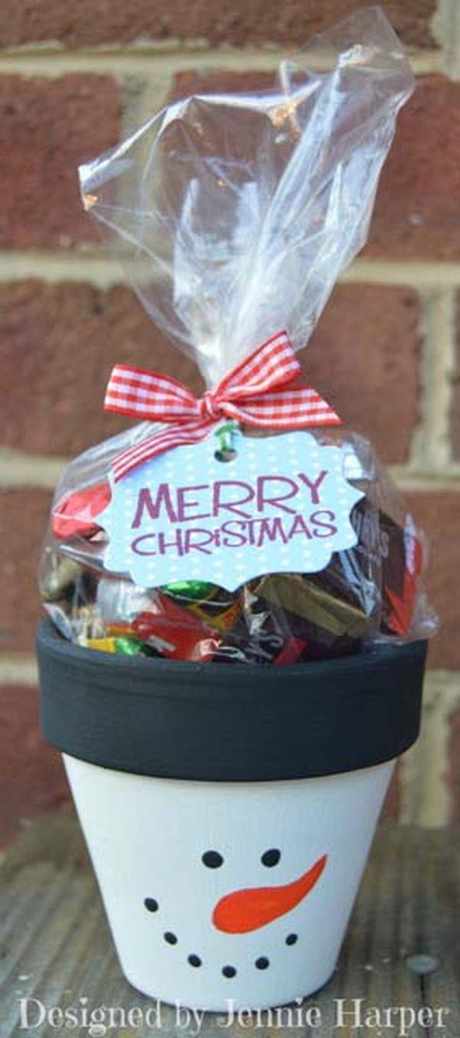 Painted Clay Snowman Treat Pot