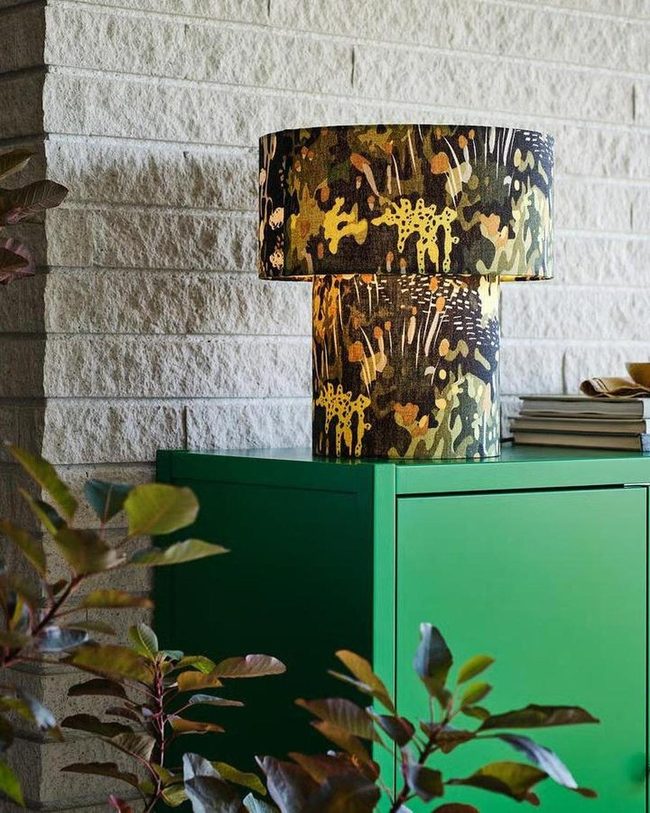 Yellow Florals And Dark Foliage Lamp