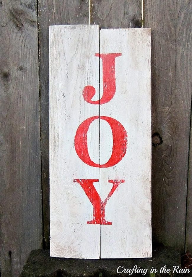 Red Letters On Natural Wood