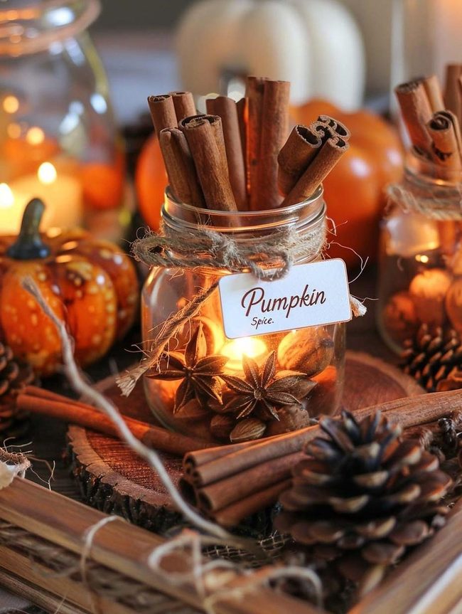 Autumn Spice Candle Centerpiece