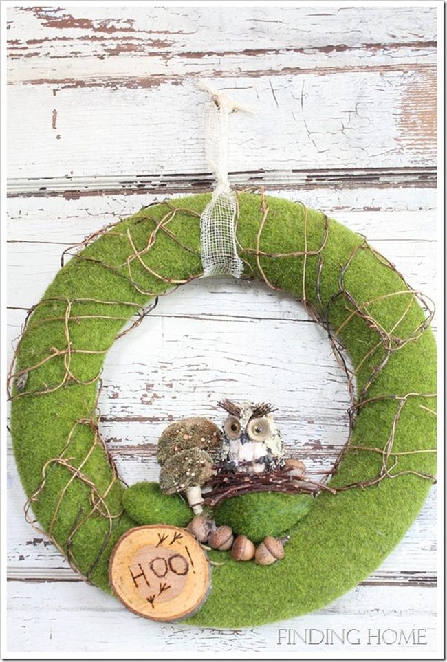 Owl On Twigs Wreath