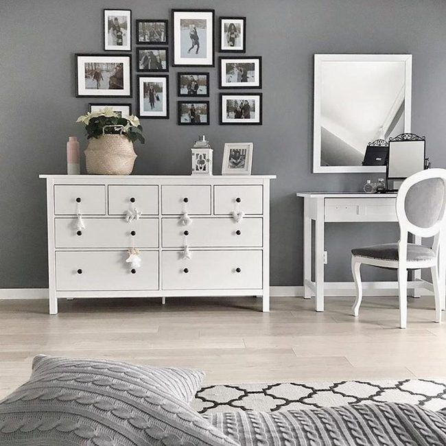 Gray Walls, White Furniture Simplicity