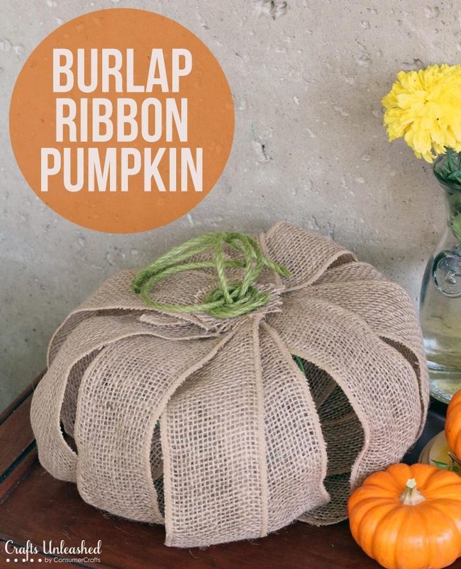 Burlap Pumpkins With Green Stems