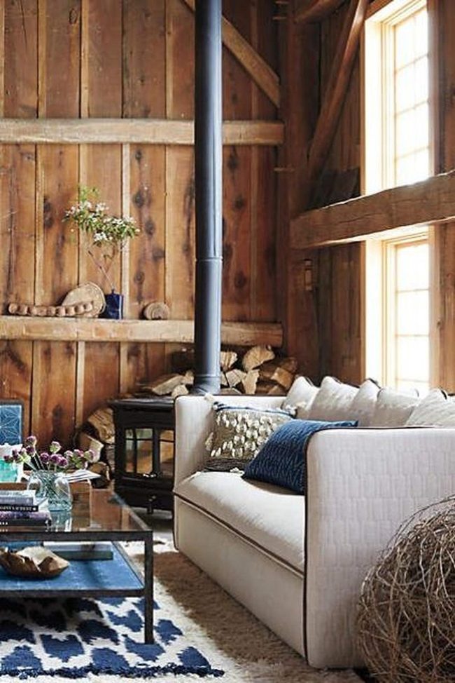 Black Stove Wooden Warmth Living Space