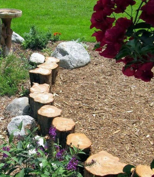 Vertical Wood Slice Edging