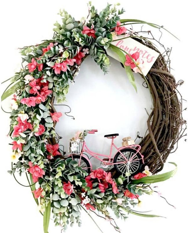 Pink Bicycle Valentine Wreath