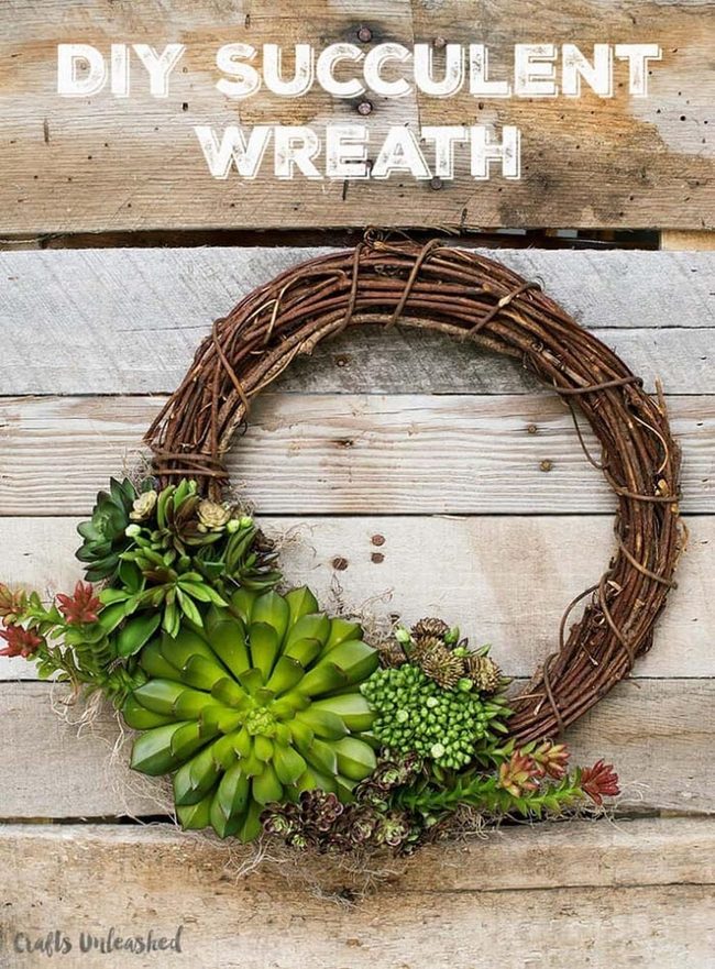 Faux Succulents Grapevine Wreath