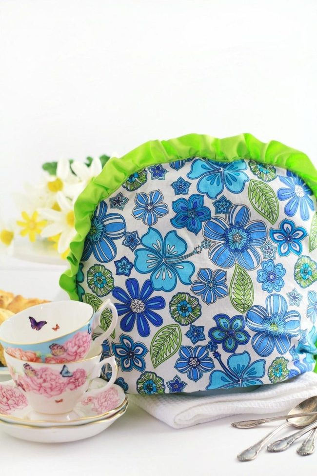 Ruffled Green Floral Tea Cozies