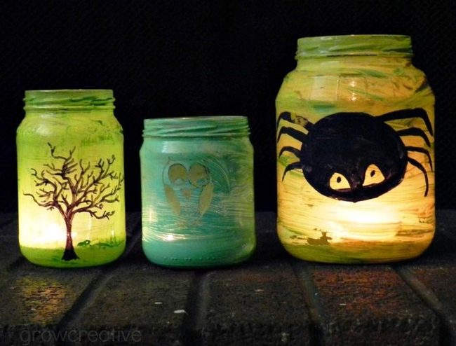 Black Spider Ceramic Jar Light