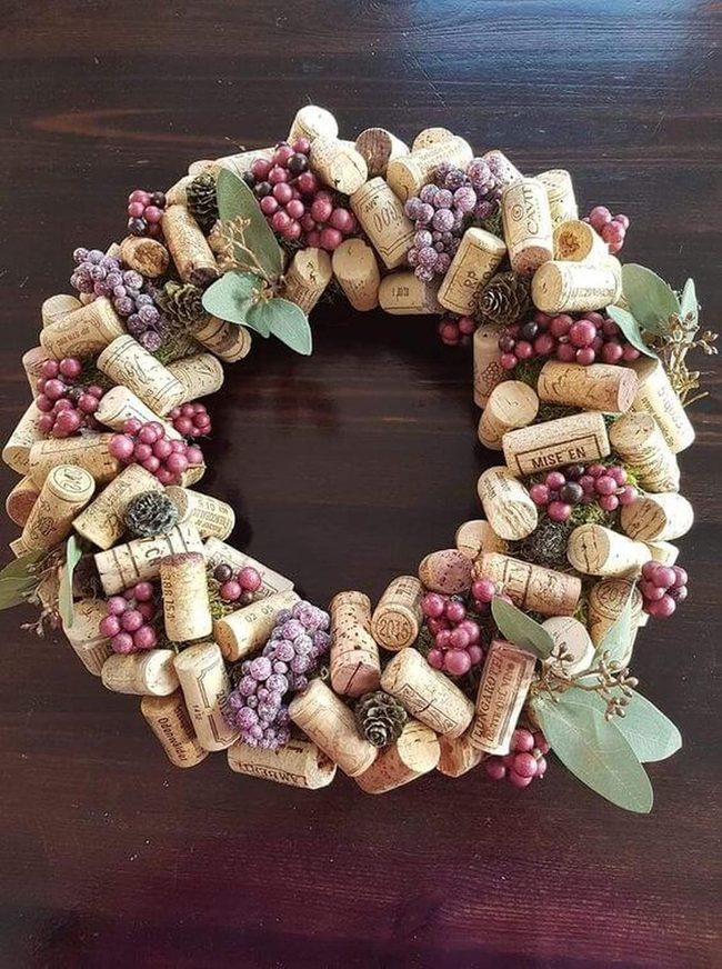 Cork Wreath Burgundy Lavender Nature