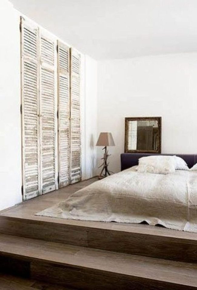 Soft Wood Platform With Natural Shutters