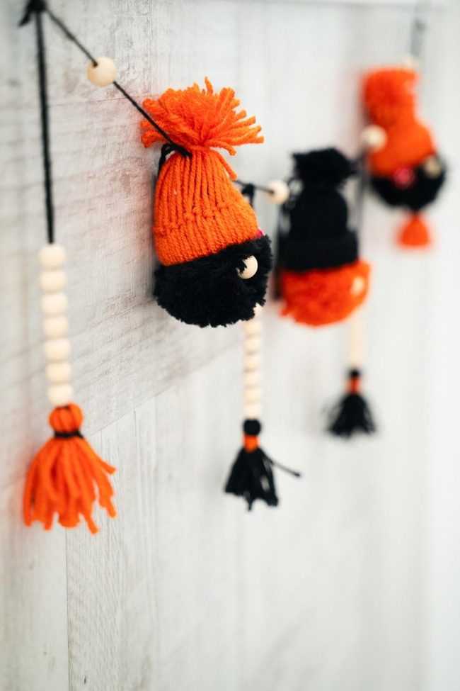 Orange And Black Yarn Ball Garlands