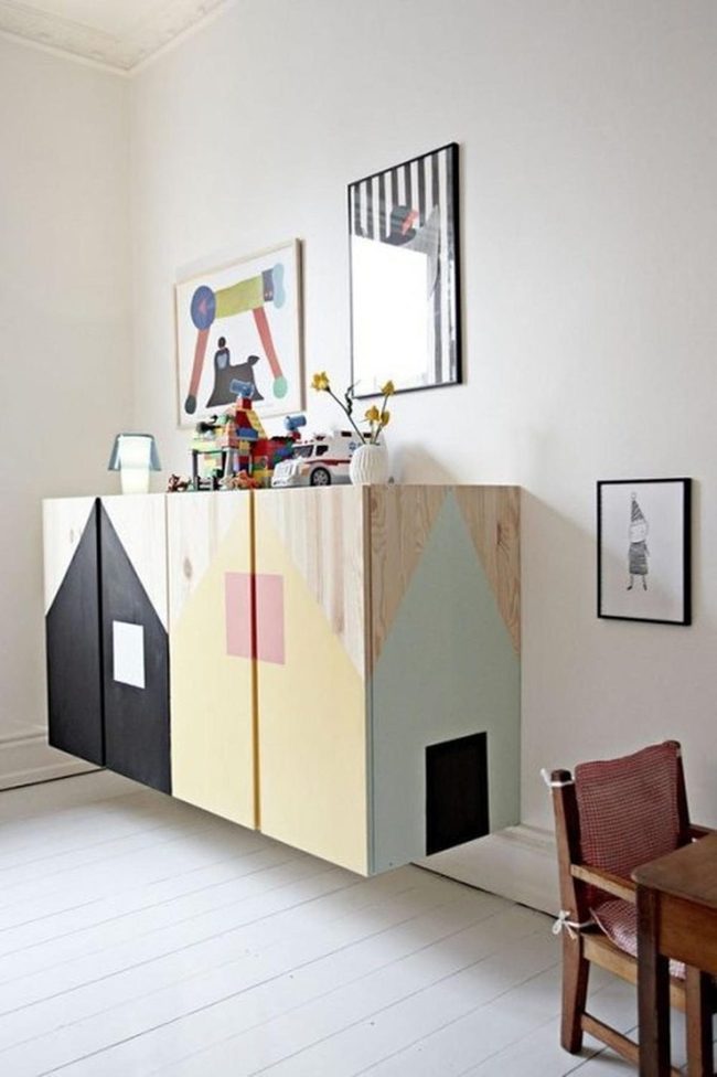 Colorful Cabinet With Primary Color Accents