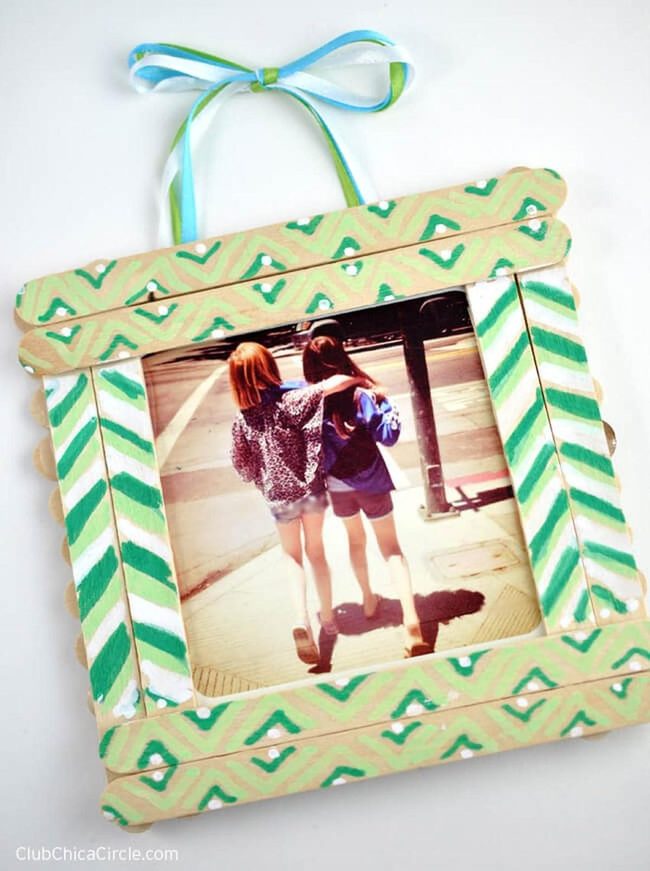 Colorful Popsicle Stick Photo Frame