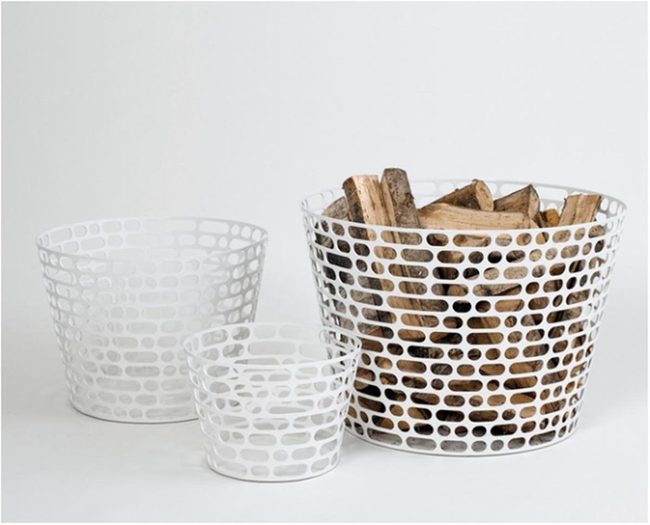 White Metal Grid Storage Baskets