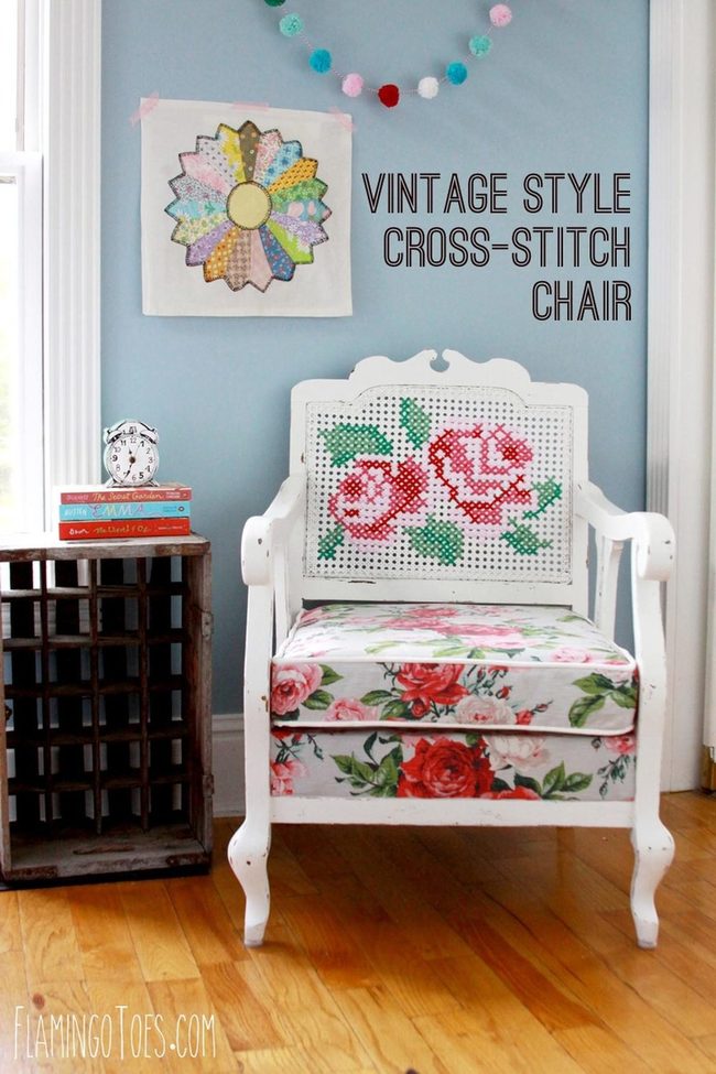 Bright Blue Wall With Floral Details