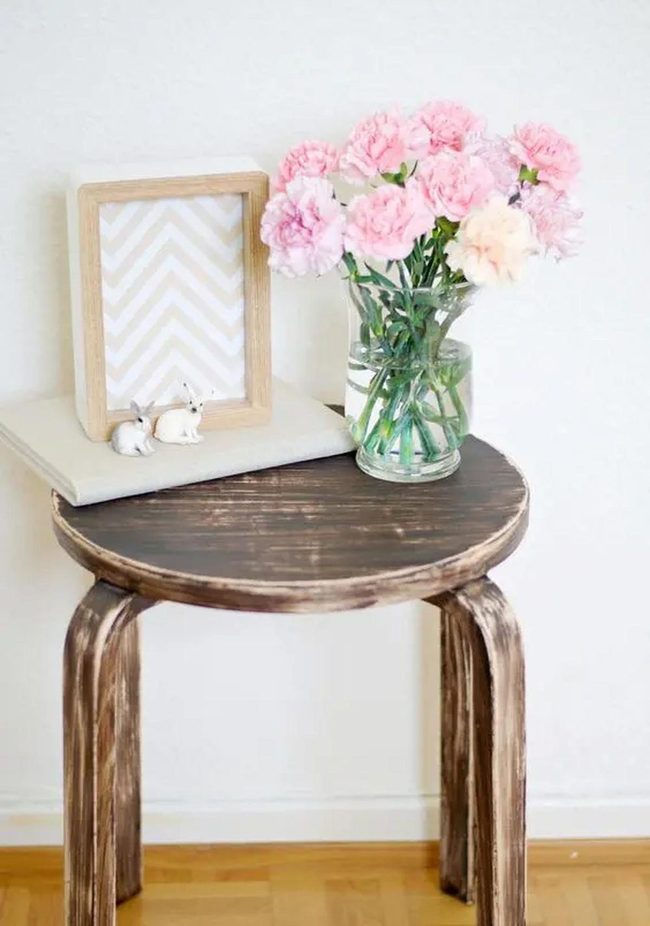 Weathered Wood With Pink Florals