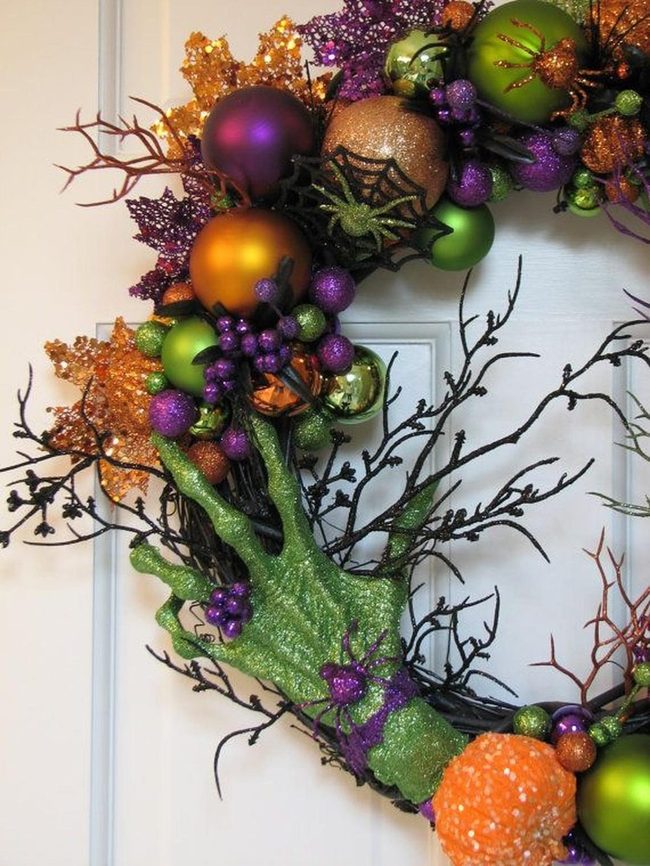 Glittering Hand Halloween Wreath Balls