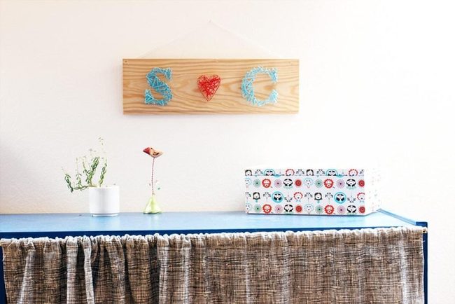 Blue String Art Statement Wall