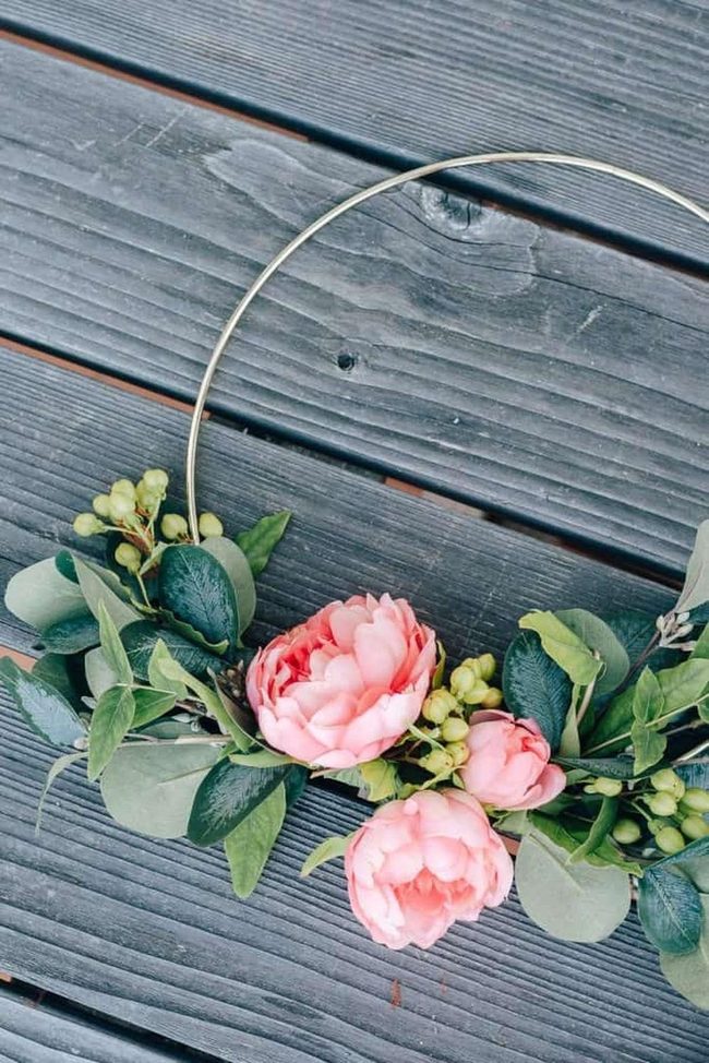 Bright Florals Golden Hoop Wreath