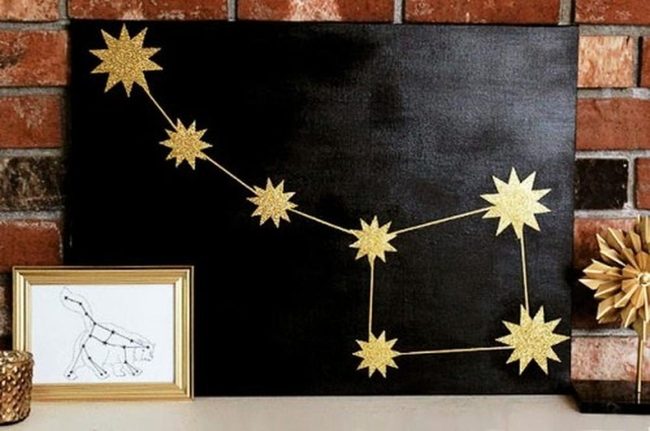 Golden Stars On Black Canvas
