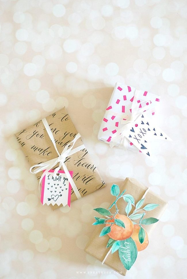 Brown Paper Gifts With Handwritten Details
