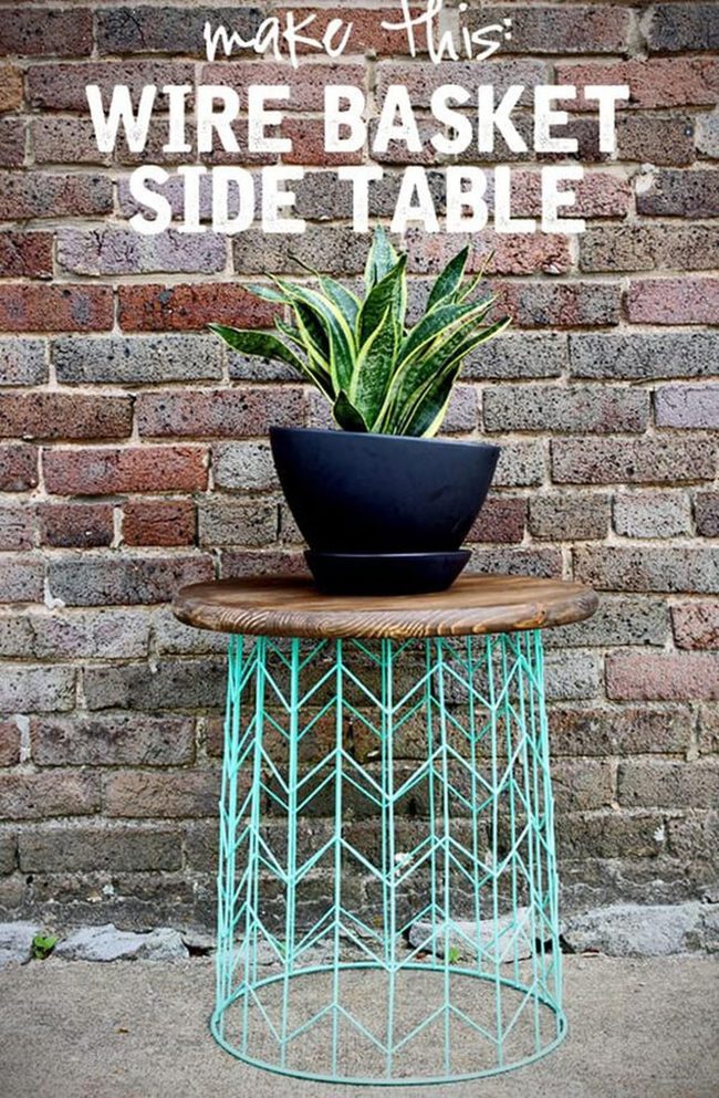 Basket Storage Side Table