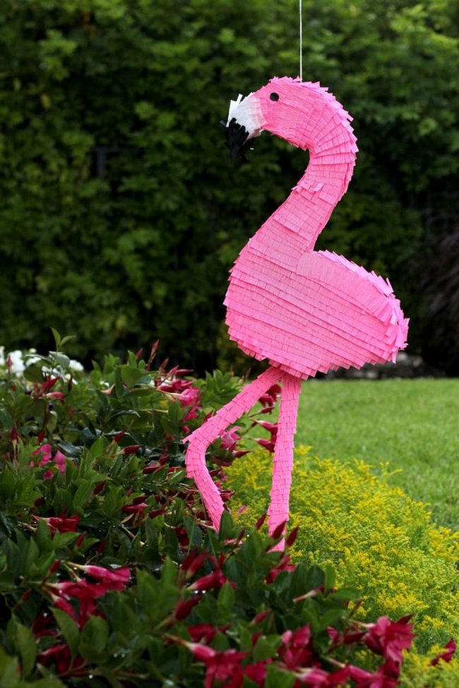 Pink Paper Flamingo Garden Statement