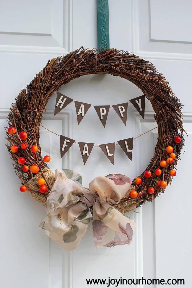 Burlap Berry Branches Fall Welcome