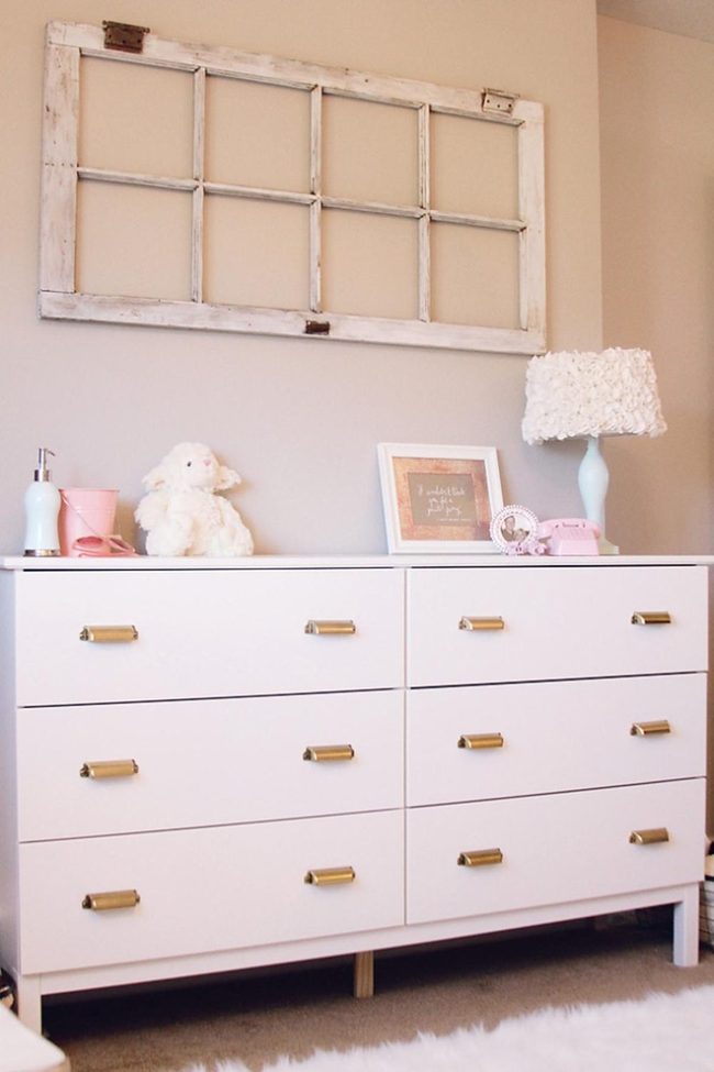 Gold-Handled White Dresser Statement