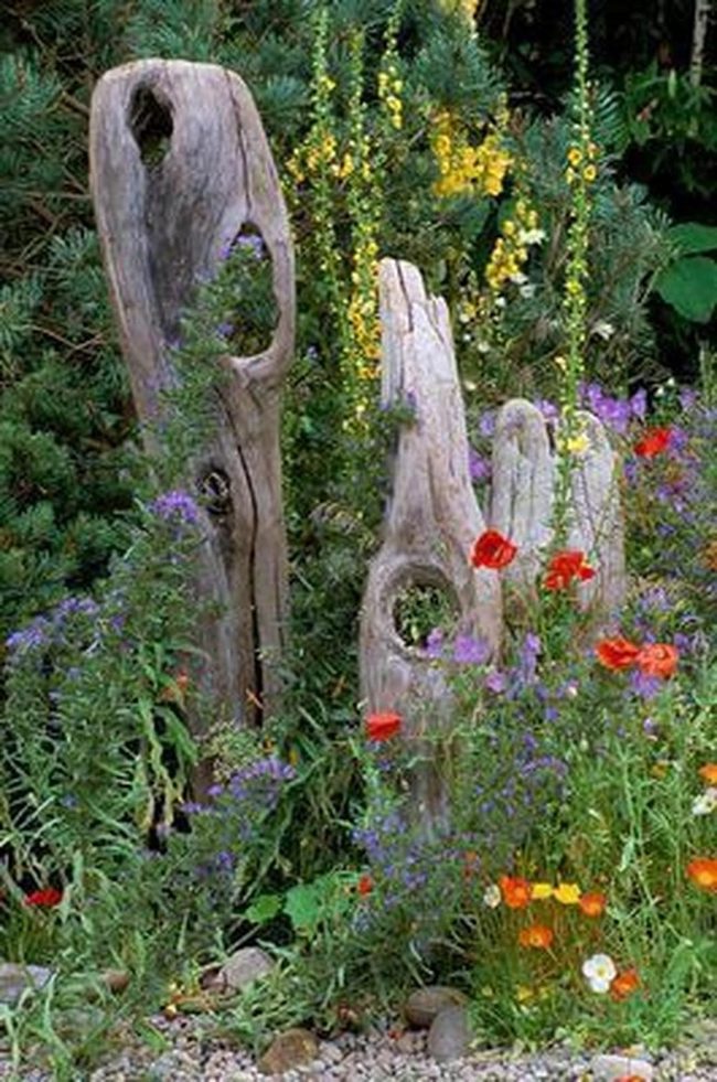 Weathered Wood Garden Sculptures