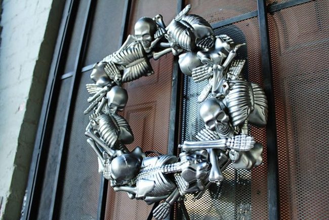 Metallic Skeleton Wreath Statement