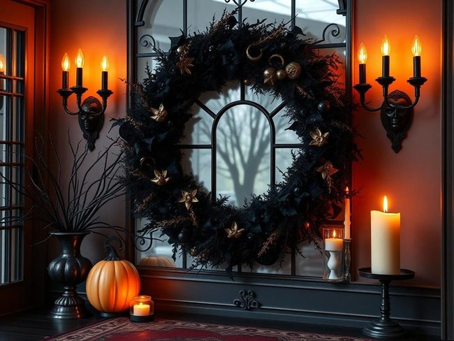 Black Feathers And Sequins Wreath
