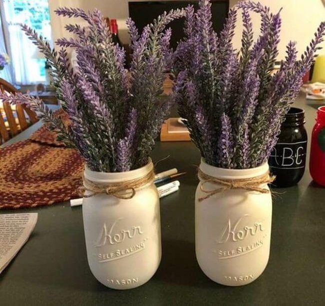 Purple Lavender Mason Jar Arrangements