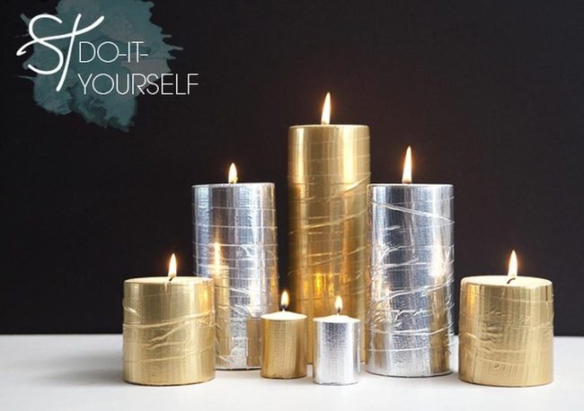 Metallic Gold And Silver Candle Heights
