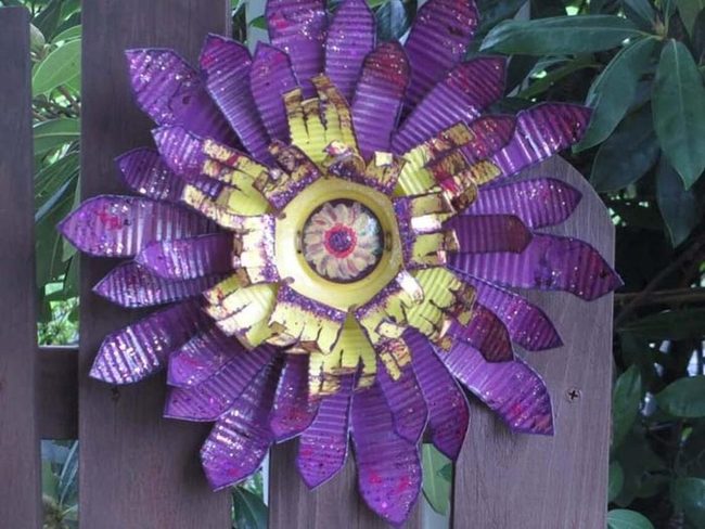 Corrugated Metal Flower Wall Sculpture