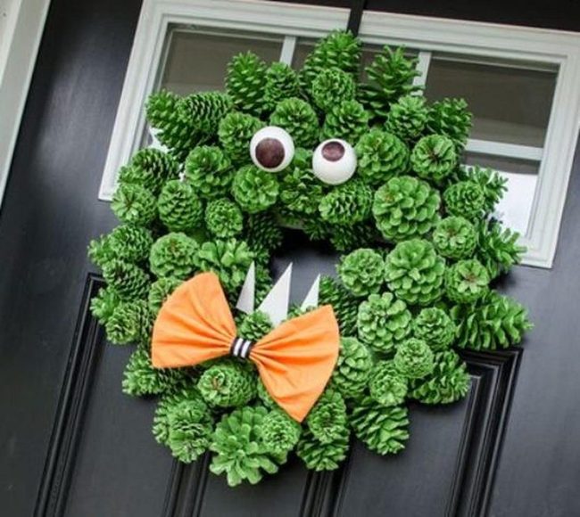 Green Pinecone Monster Wreath