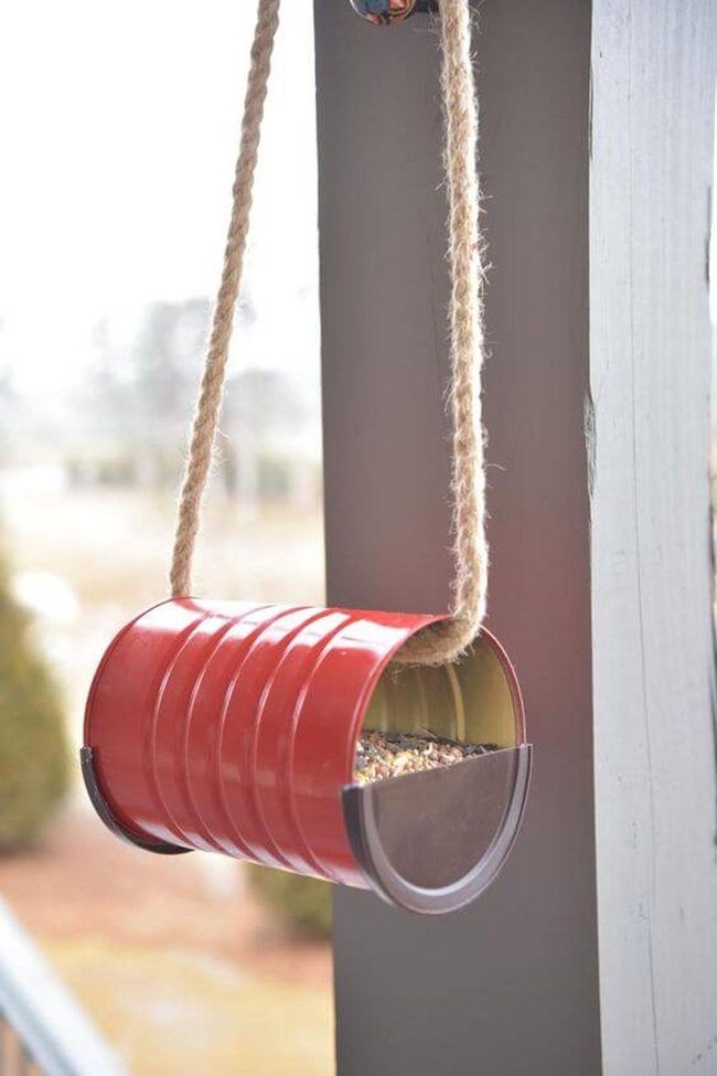 Red Tin Can Garden Planter